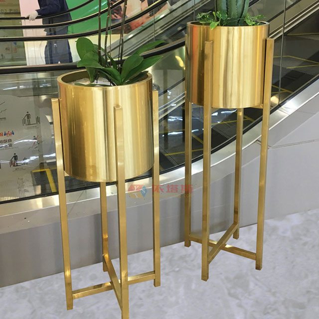 商場不銹鋼電鍍花盆